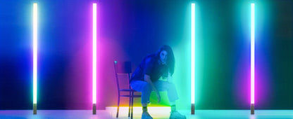 RGB Tube Light with Stand – Smart App & Remote Control, Music Sync Color Changing, Timing, USB Powered for DJ Lighting, Photography, Dance Club, Game Room & Festival (1 or 2 Pack)