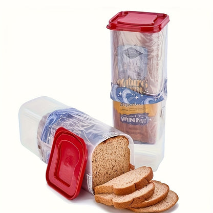 Leak Proof Plastic Food Storage Container with Flip Top Lid – Airtight Sealing Box for Bread, Toast, Fruits & Vegetables, Rectangle Kitchen Organizer