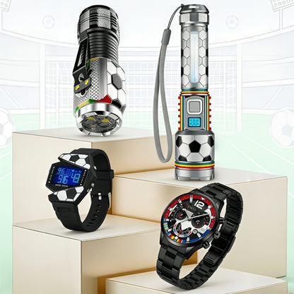 Flashlight & Watch Gift Set - Super Bright LED Handheld Flashlight with Multifunctional Watch, Adjustable Focus, Side Light, Multiple Modes & Long Range, Tactical Flashlight Gift Set for Men