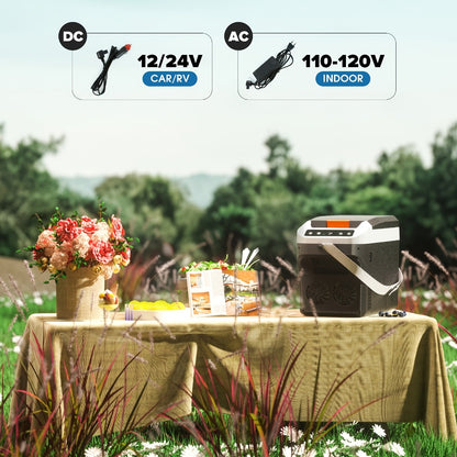 Portable Car Refrigerator Cooler & Warmer, 12V/24V DC & 120V AC Thermoelectric Fridge with Dual-Core Cooling – 23 or 31 Quart Electric Cooler for Camping, RV, Road Trip and Fishing