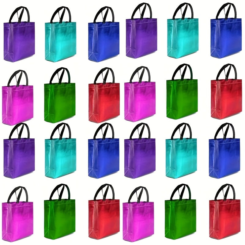 Gift Bags Bulk 24pcs Mixed Colors Glossy Finish | Reusable Shiny Party Favor Bags 8x10x4 in Pink Red Purple Blue Green – Birthday Goodie Bags Christmas Holiday Wedding Baby Shower