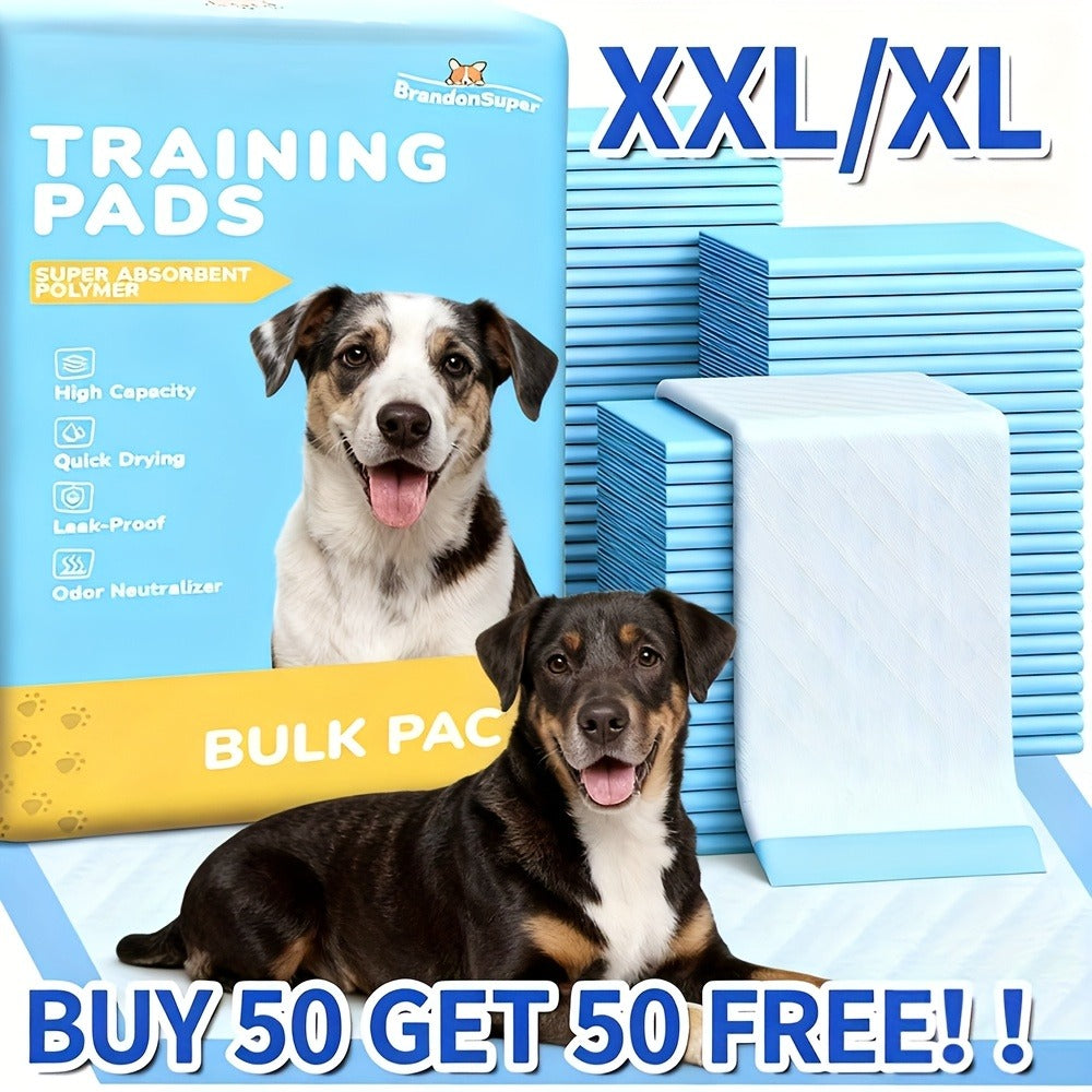 Super Absorbent Dog Training Pads XL XXL – Thick Leak-Proof Pet Pee Pads & Adult Incontinence Underpads, Buy 50 Get 50 Free, Fast Delivery