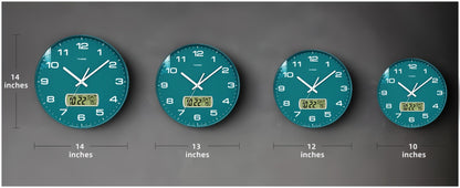 Silent Wall Clock Round Analog 10/12 Inch – Battery Operated, Calendar & Temperature Display, Non-Ticking Quiet Movement for Bedroom, Office & Living Room, Multiple Colors