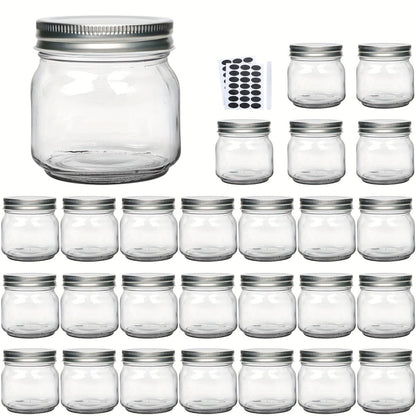 Mason Jars 8oz Glass Jars with Lids – 9/18/27/36 Pack Regular Mouth Canning Jars for Storage, Spices, Jelly, Jam, Honey & Caviar | Dishwasher Safe Spiral Lid Kitchen Storage Containers Set