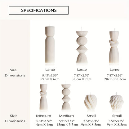 Ribbed Pillar Candles 7-Pack Large Soy Wax, Handmade Aesthetic Pillar Candle Set for Home Decor, Wedding Centerpiece, Shelf Decor, Dining Table & Housewarming Gift – White, Black, Blue, Orange with Glitter