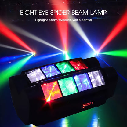 Spider Beam Moving Head Stage Light 8x3W RGBW LED DJ Disco Light Sound Activated DMX-512 Control for Party Club Bar Wedding Festival Show