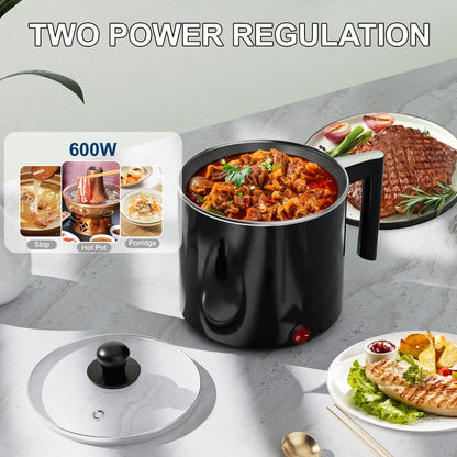 Electric Hot Pot 1.5L Non-Stick Saucepan – Portable Mini Electric Cooker for Noodles, Pasta, Eggs, Steak & Ramen | Fast Heating, Dorm & Travel Friendly