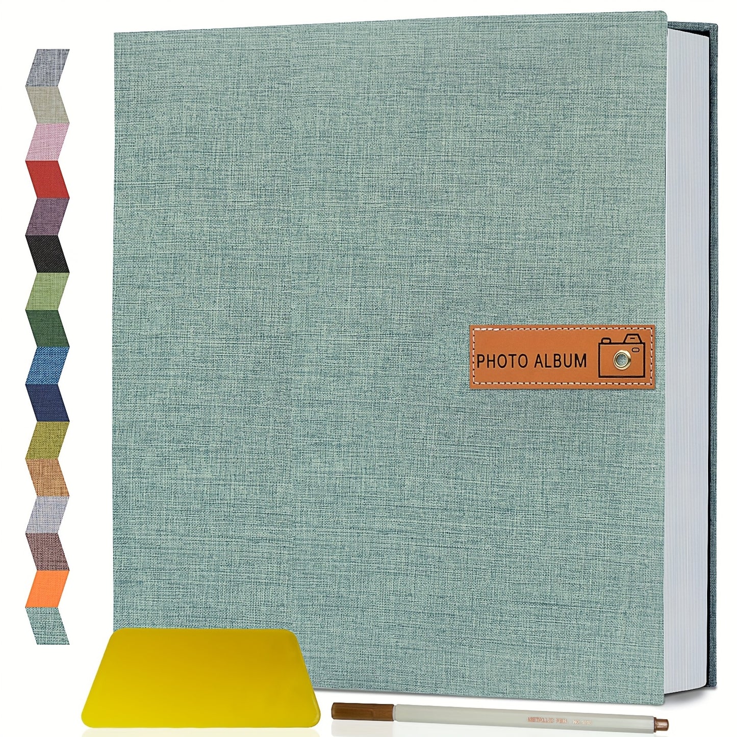 Self Adhesive Photo Album Scrapbook – Large Linen Cover Memory Book for 4x6 5x7 8x10 Photos, DIY Picture Book with Metal Pen, Gift for Mom, Baby, Wedding, Valentine's Day & Mother's Day, 40 & 60 Pages
