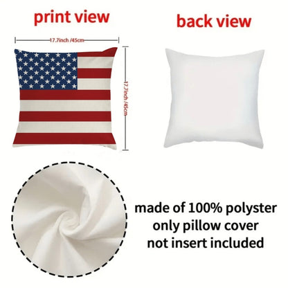 Patriotic Pillowcase Set 4pcs – Stars & Stripes Polyester Pillow Covers, Zipper Closure, Machine Washable, Red White Blue July 4th Independence Day Home Decor