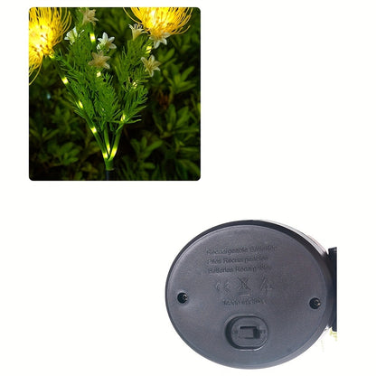 Solar Powered Flower Garden Lights 2-Pack – 3-Head Outdoor Lawn Simulation Shore Flower Stake Lights for Courtyard, Garden, Pathway & Landscape Decoration