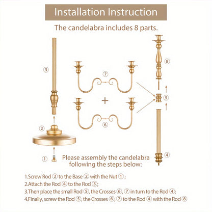 Floor Candle Holder 48.7-Inch Tall, Cone Candle & Floral Centerpiece Stand — Metal Bracket for Wedding, Party, Event, Living Room, Halloween & Christmas Decoration | Gold