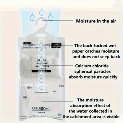Hanging Moisture Absorber Bags 10-Pack, Dehumidifier Bags for Closet Wardrobe Bedroom Bathroom, High-Efficiency Moisture Proof Damp Absorbing Home Dehumidification