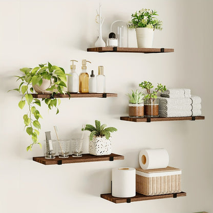 Floating Shelves Set of 5 Wall Mounted 4.7 Inch Tiered Display Shelves Vintage Style Wall Storage Rack for Bedroom, Living Room, Kitchen, Bathroom & Office – Plant & Home Decor