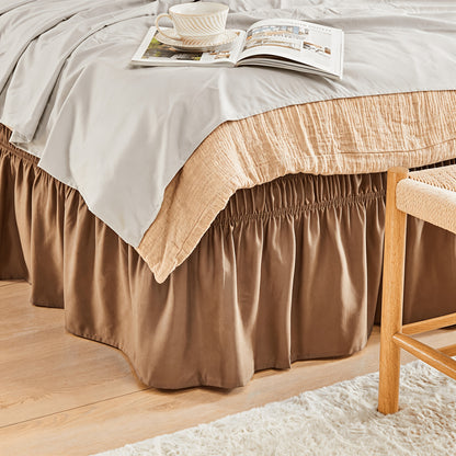 Ruffled Bed Skirt with Adjustable Elastic - Twin Full Queen King, 15-Inch Drop, Machine Washable, 30 Colors