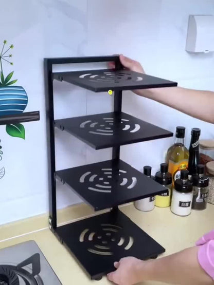 Kitchen Storage Rack Multi-Tier Adjustable - Drain Organizer for Pots Pans and Cutlery with Paint Finish, Floor Standing or Wall Mountable Pot Rack for Kitchen Counter and Cabinet, Available in 2 to 7 Tiers in Black White and Grey