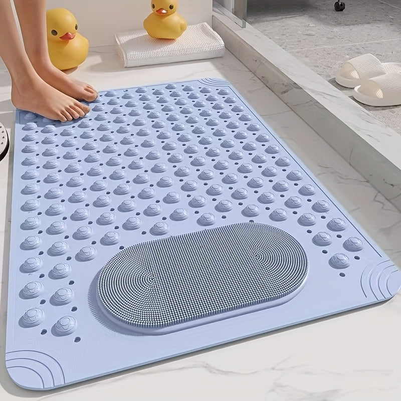Non-Slip Bath Mat with Massage Buttons - PVC Shower Mat with Polka Dot Pattern, 0.35" Thick Rectangular Bathroom Safety Mat | Anti-Slip Bathtub Mat for Shower, Tub & Bathroom Floor | Multiple Colors