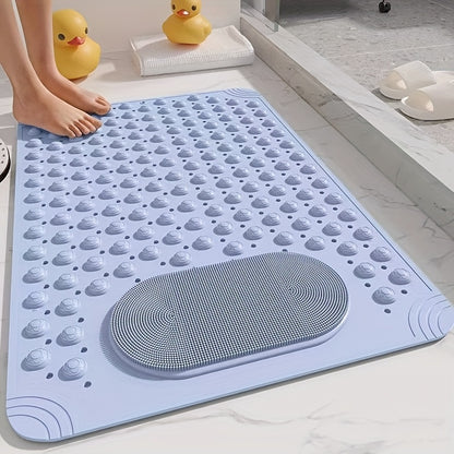 Non-Slip Bath Mat with Massage Buttons - PVC Shower Mat with Polka Dot Pattern, 0.35" Thick Rectangular Bathroom Safety Mat | Anti-Slip Bathtub Mat for Shower, Tub & Bathroom Floor | Multiple Colors