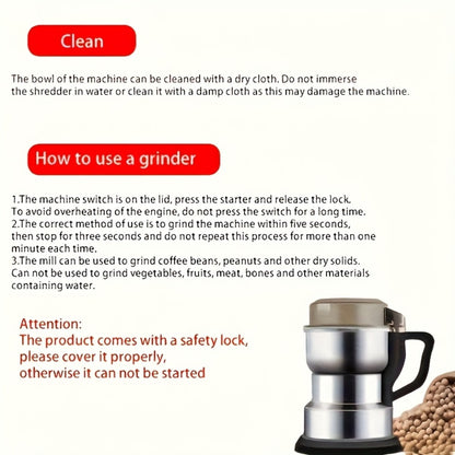 Electric Coffee Grinder 400ml 14oz 4-Blade Stainless Steel 10 Second Quick Grinding for Coffee Beans Spices Nuts Grains Dry Wet Dual Purpose Food Processor 25000 RPM