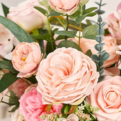 Artificial Flowers Combo Box Set – Pink & White Fake Roses for Bridal Bouquets, DIY Centerpieces, Wedding & Party Decoration Arrangements