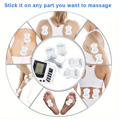 TENS EMS Machine Dual Channel Muscle Stimulator 4 Electrodes 10 Modes 8 Intensity Levels for Back Shoulder Knee Pain Relief Relaxation Exercise Gift