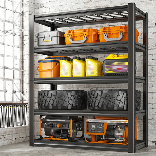 Heavy Duty Metal Garage Shelving Unit 72"H - Adjustable Steel Storage Shelf Rack for Garage, Basement & Warehouse