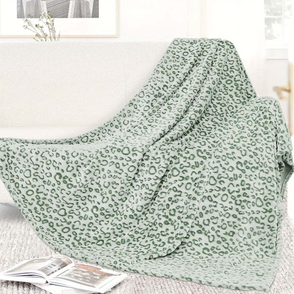 Leopard Print Throw Blanket – Soft Fluffy Jacquard Fleece Flannel for Couch, Bed, Sofa & Camping, 3 Sizes, 5 Colors
