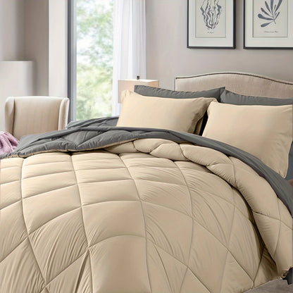 Comforter Set 7-Piece Bed in a Bag Queen King Full Soft Microfiber Down Alternative Comforter Fitted Sheet Flat Sheet Pillow Shams Pillowcases All Season Bedding Set 34 Colors