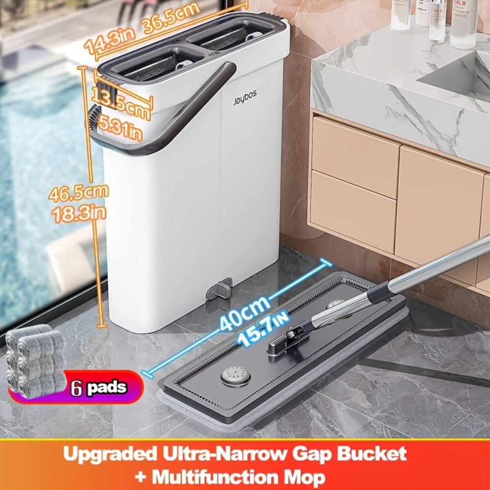 Spin Mop and Bucket Set with Wringer 360° Flat Mop Washable Microfiber Pads Long Handle for Hardwood Tile Laminate Floors Walls Windows Home Kitchen Bathroom