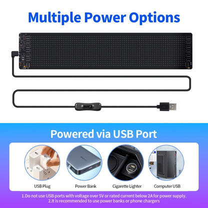 Programmable LED Sign Flexible Matrix Panel – App & USB Control, RGB Multicolor, Music Sync, Text & Animation Display for Indoor Shop, Party & Event Decoration (16×32 to 16×192)