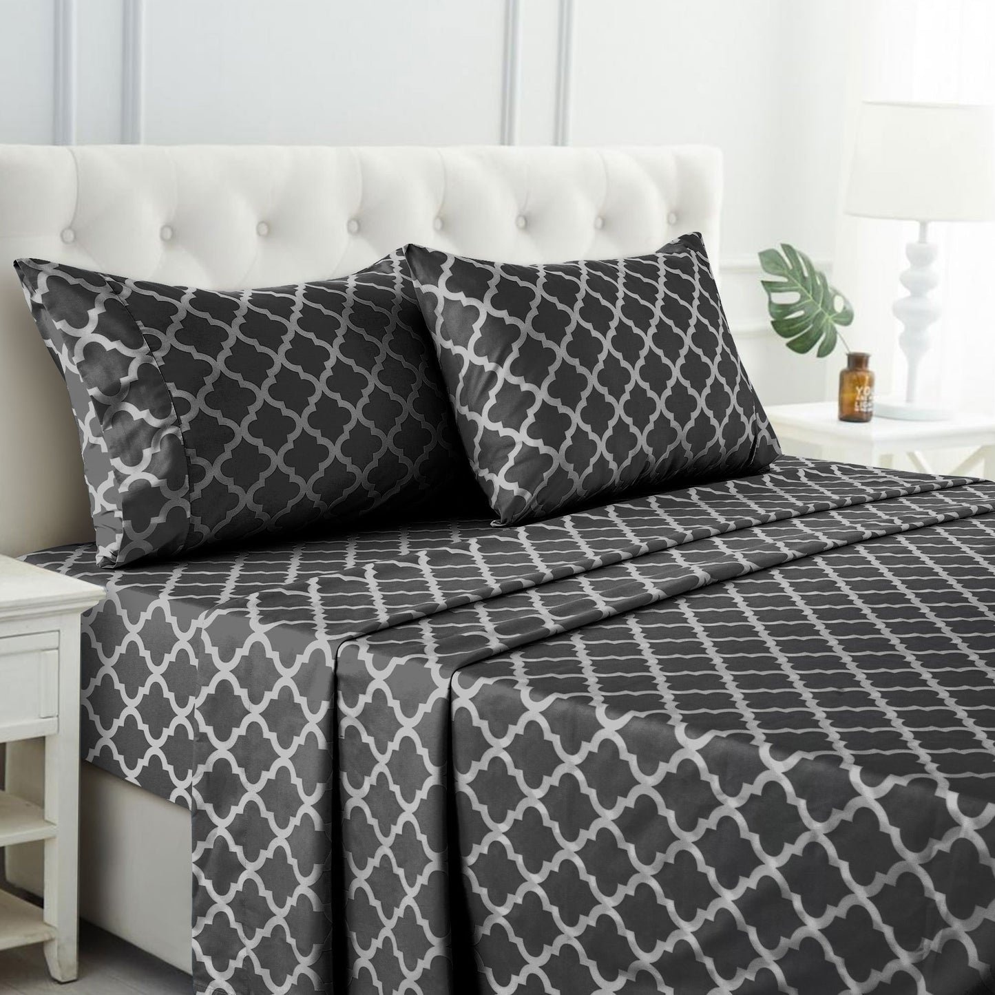 Brushed Polyester Bed Sheet Set 4 Piece 100% Polyester Soft Cooling Deep Pocket 16 Inch Wrinkle Fade Shrink Resistant Machine Washable Twin Full Queen King Cal King 8 Colors