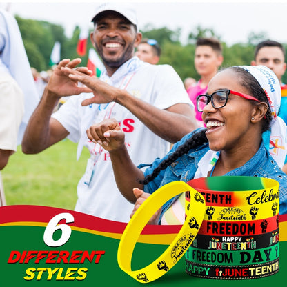 Juneteenth Bracelets Bulk 120pcs 1865 Black Freedom Day Wristbands Happy Juneteenth Party Favors Black American Independence Bracelets for Adults Classic Style Gift for Her Him