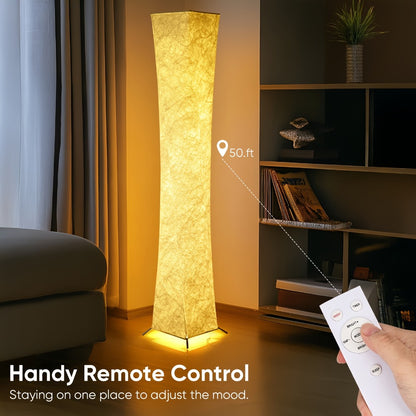 LED Floor Lamp 52 Inch Modern – Adjustable 3000K Warm Light with Remote Control, USB Port, Matte Metal Finish & Tyvek Shade for Bedroom, Living Room & Game Room Space Decor