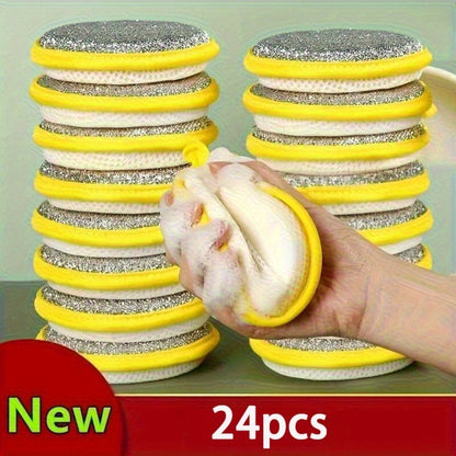 Kitchen Cleaning Sponges 24 Pack Double-Sided Anti-Scratch Reusable Washable Multi-Purpose Scrub Sponge for Dishes Pots Pans Home Restaurant Cafe Non-Scratch Bulk Value Set