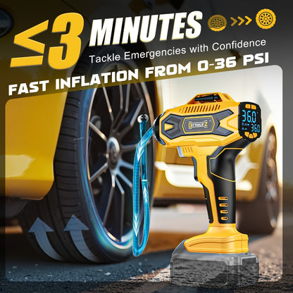 Cordless Tire Inflator 160PSI Portable Air Compressor Compatible with DeWalt 20V / 18V Battery – Digital Pressure Gauge, Fast Inflation for Cars, Motorcycles, Bicycles & Sports Balls (Battery Not Included)