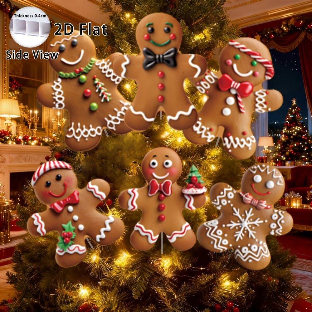 Christmas Tree Ornaments 12pcs Gingerbread Man Decorations 2D Flat Funny Xmas Tree Hanging Decor with Loops – Christmas Tree Topper & Holiday Gift