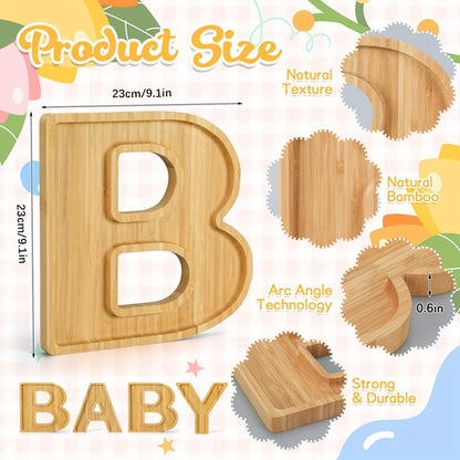 Baby Shower Charcuterie Board Set – 4-Piece BABY Letter Shaped Wooden Serving Tray, Bamboo Snack Platter for Gender Reveal, Birthday Party, Cake & Cookie Display