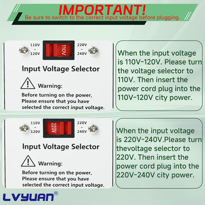 Heavy-Duty Voltage Converter Transformer 800W Continuous 5000W Peak - Step Up Step Down 110V to 220V, Aluminum Alloy Housing, Overload Indicator, Safety Protection, Black & White Options