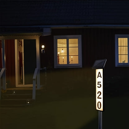 Solar Column Sign Light LED Address Sign Light Outdoor - Automatic Dusk to Dawn Solar Powered Post Light for Home Driveway Gate Lawn Floor Yard, No Wiring Waterproof Commercial Address Identification Light