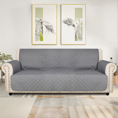 Sofa Slipcover 5-Layer Quilted Thick Sofa Cover Protector Elastic Strap Non-Slip Washable Pet Friendly Universal Fit 3 4 Seater Couch Cover for Living Room - 10 Colors