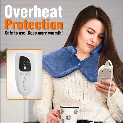 Graphene Heating Shawl Wrap Blanket - Ultra-Soft Coral Fleece Temperature-Regulating Neck Back Shoulder Warmer, Machine Washable Christmas Gift for Women Men Family