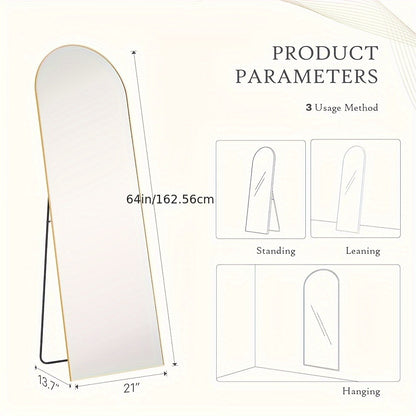 Full Length Mirror Floor Mirror with Stand, Aluminum Alloy Frame Full Body Mirror, Standing Hanging or Leaning Against Wall for Bedroom Living Room Dressing