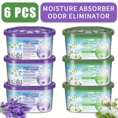 Portable Dehumidifier Boxes 6-Pack | Moisture Absorber & Odor Eliminator for Closets, Bathrooms, RVs, Boats & Bedrooms