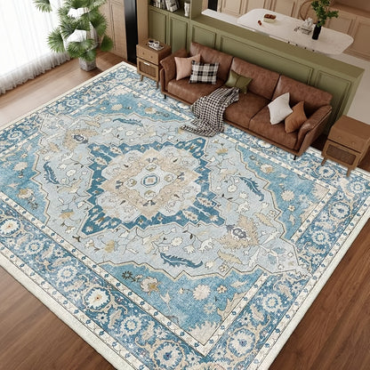 Area Rug Boho Vintage Washable Non-Slip Rug for Living Room Bedroom Traditional Woven Carpet Home Decor