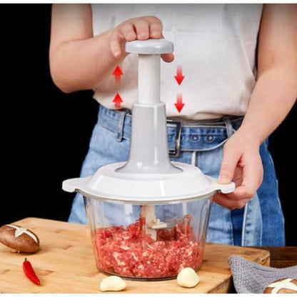 Manual Food Chopper 2L Pull Cord Vegetable Chopper Onion Mincer Garlic Press Meat Grinder with Container - BPA-Free Manual Hand Chopper Kitchen Tool for Salad Herbs Nuts