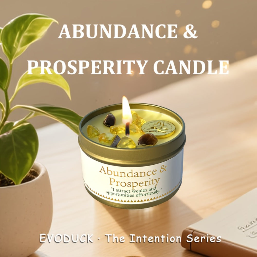 Manifestation Candles Scented Soy Wax with Golden Crystal – Law of Attraction Abundance Candle for Meditation, Yoga & Focus | Spiritual Gift for Women with Guidance Card | Christmas, Birthday, New Year