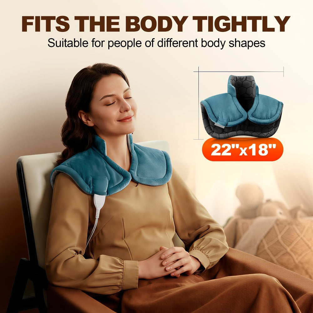 Graphene Heating Pad for Neck Shoulders & Back – 130W Weighted Electric Pad, Soft Flannel, Multiple Heat Settings, Timer & Auto Shut-Off, Machine Washable, 22"x18"