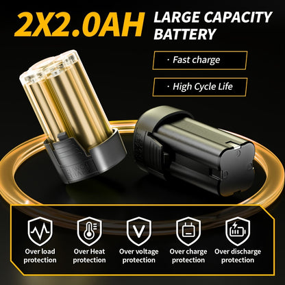 Cordless Electric Ratchet Wrench Set 3/8 inch Variable Speed Trigger Ergonomic Grip 9 Sockets Lithium-Ion Battery Powered for Car Repair Automotive Maintenance Home DIY Yellow 1 or 2 Battery Pack
