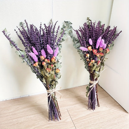 Dried Lavender Bouquet 65 Stems with Eucalyptus Dried Rose Bunny Tails Lilac Pink Purple Flowers for Vase, Fragrant Wedding Decoration Home Decor Spring Gift for Her