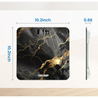 OPUMP Bathroom Scale 400lb – Highly Accurate Digital Body Weight Scale with Backlit LED Display, Batteries Included, Measures up to 400lb/180kg, Multiple Colors – Black Marble, Bronze, Sapphire & More