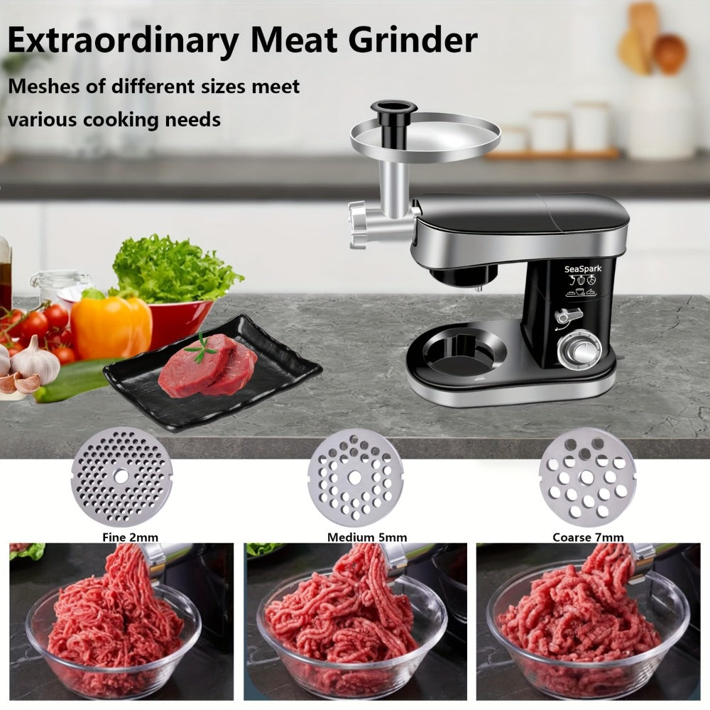 Stand Mixer 6-in-1 400W with 6.3QT Stainless Steel Bowl – 6-Speed & Pulse Tilt-Head Kitchen Mixer with Dough Hook Beater Whisk Juicer Meat Grinder Noodle Press | Electric Food Mixer Black Red Purple Silver